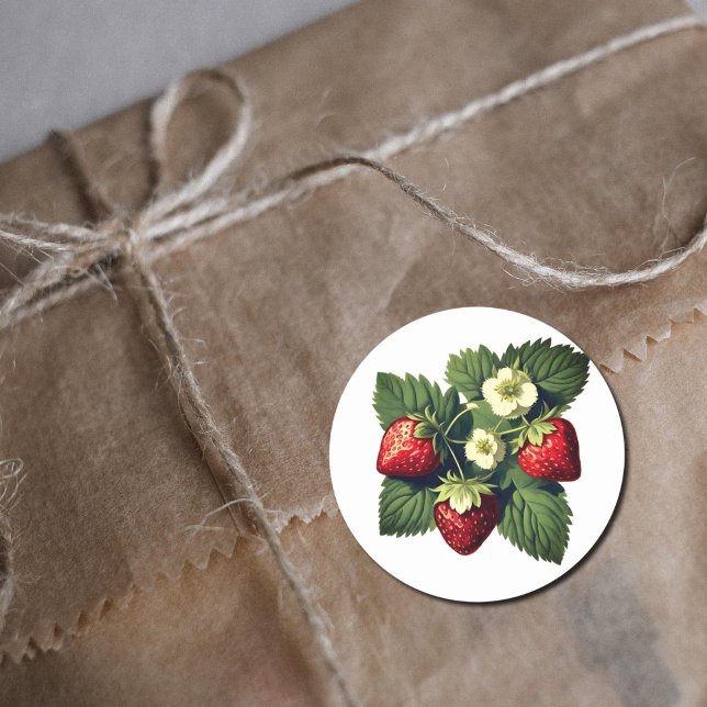 Vintage strawberries classic round sticker (Creator Uploaded)