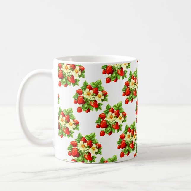 Vintage Strawberries Coffee Mug (Left)