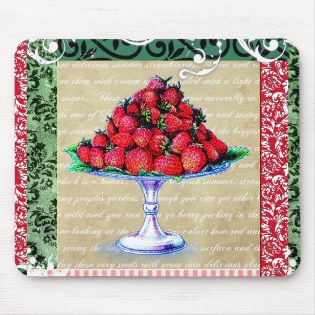 Vintage Strawberries Collage Mouse Pad (Front)