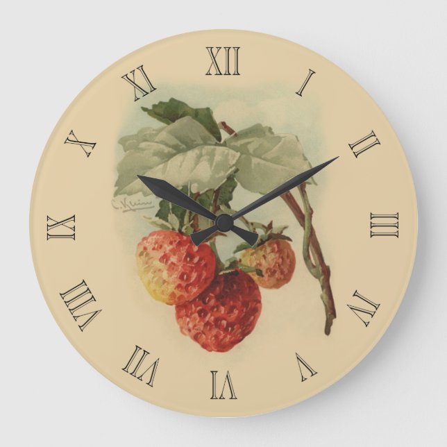 Vintage strawberries large clock (Front)
