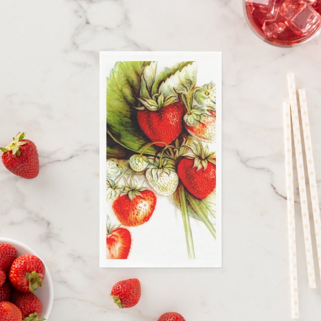 Vintage strawberries napkin (Insitu)