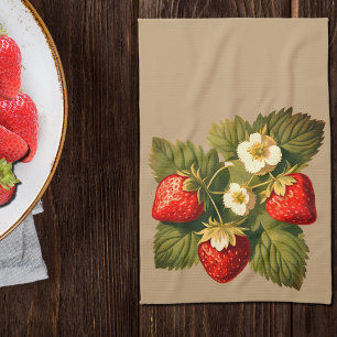 Vintage strawberries no2 tea towel