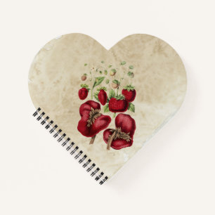 Vintage Strawberries on an Old Paper Notebook