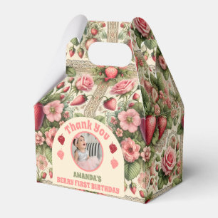 Vintage Strawberry 1st Birthday Party Photo  Favour Box