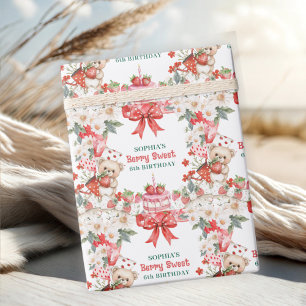 Vintage Strawberry Berry Sweet 6th Birthday Wrapping Paper