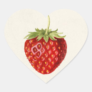 Vintage Strawberry Birthday Party Heart Sticker