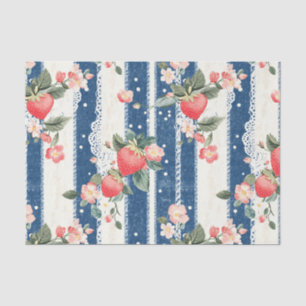 Vintage Strawberry Blue Cream Cottagecore Tissue Paper