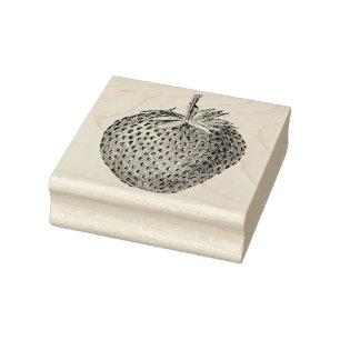 Vintage Strawberry Botanical Rubber Stamp