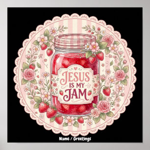 Vintage Strawberry Faith Floral Art Collection Poster