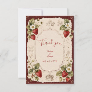 Vintage Strawberry farmers Wedding Botanical Charm Thank You Card