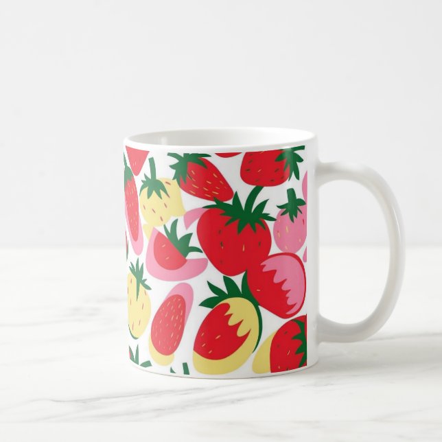 Vintage Strawberry Fields Mug – Soft Pink & Red (Right)