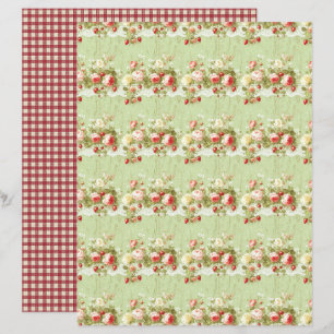 Vintage Strawberry Floral Scrapbook Paper