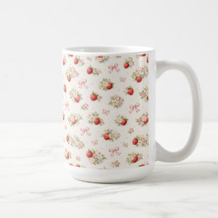 Vintage Strawberry Floral Seamless cottagecore Coffee Mug