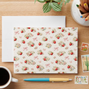 Vintage Strawberry Floral Seamless cottagecore Envelope