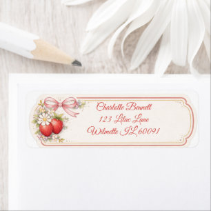 Vintage Strawberry Floral Seamless cottagecore Return Address Label