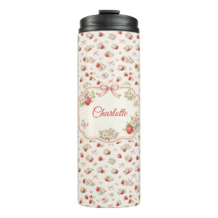 Vintage Strawberry Floral Seamless cottagecore Thermal Tumbler