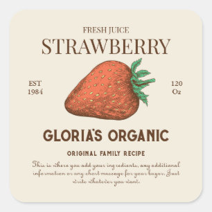 Vintage Strawberry Fruit Juice Product Label