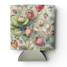 Vintage Strawberry Garden Botanical Watercolor 