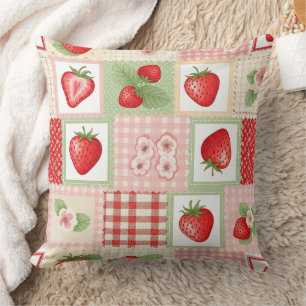 Vintage Strawberry Garden Floral Pattern Cushion
