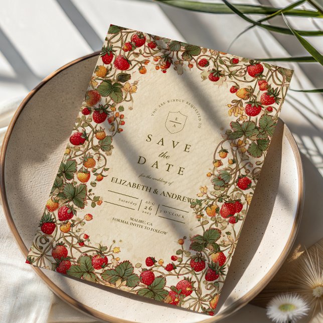 Vintage Strawberry Garden Wedding Save The Date (Creator Uploaded)