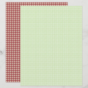 Vintage Strawberry Green Plaid Scrapbook Paper