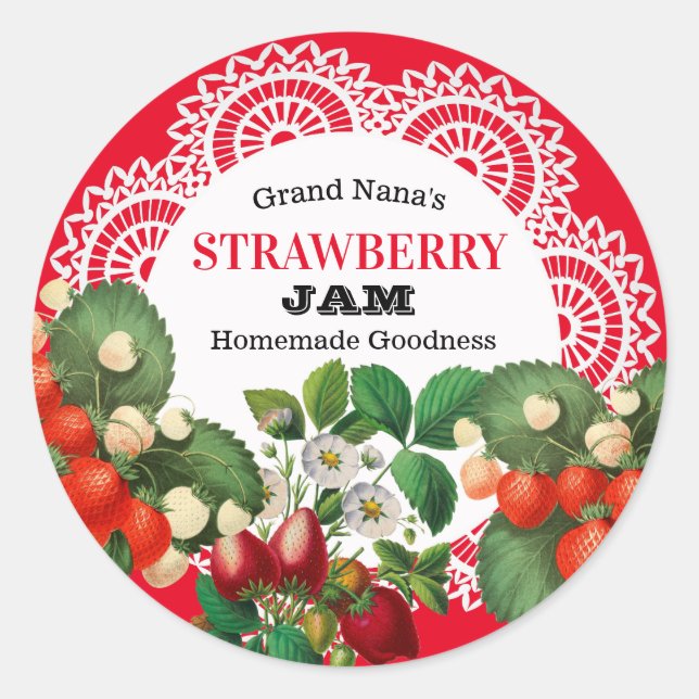 Vintage Strawberry Jam Label (Front)