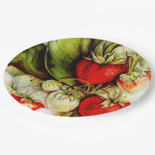 Vintage strawberry paper plate