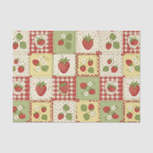 Vintage Strawberry Patchwork Cottagecore Pattern Tissue Paper