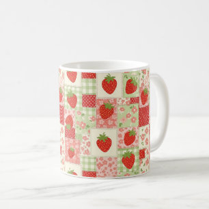 Vintage Strawberry Picnic Patchwork Pattern Coffee Mug