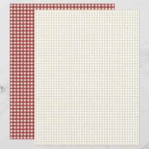 Vintage Strawberry Plaid Scrapbook Paper