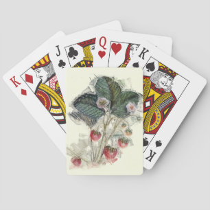 Vintage Strawberry Plant and Blossoms Playing Cards