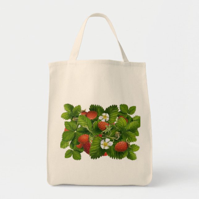 Vintage Strawberry Plant Tote Bag (Front)