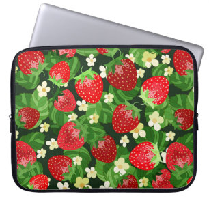 vintage strawberry seamless pattern. Background sw Laptop Sleeve