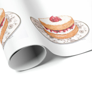 Vintage strawberry shortcake dessert wrapping paper