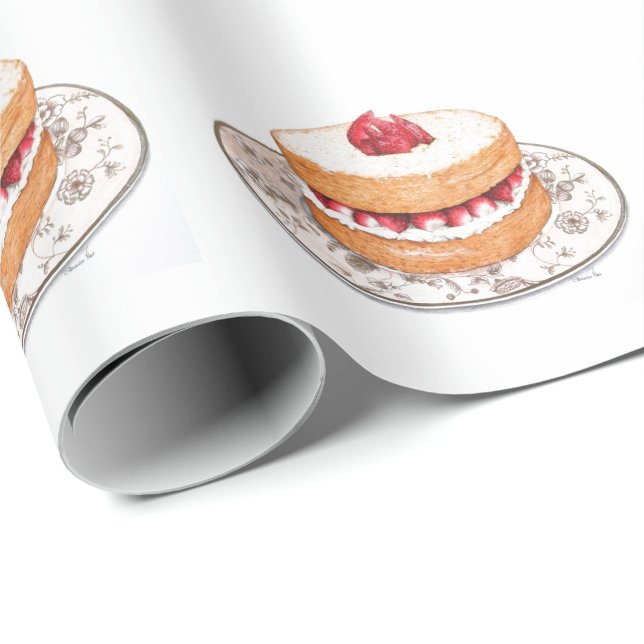 Vintage strawberry shortcake dessert wrapping paper (Roll Corner)