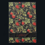 Vintage strawberry  tea towel<br><div class="desc">Vintage strawberry gothic kitchen towel. Personalize with your name.</div>