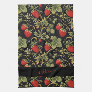 Vintage strawberry  tea towel