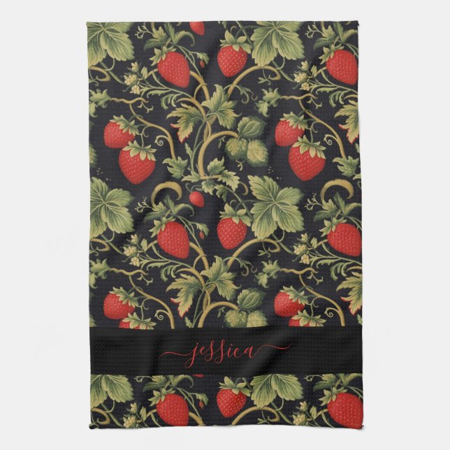 Vintage strawberry  tea towel (Vertical)