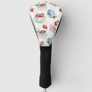 Vintage Strawberry Teacup Floral Pattern Golf Head Cover