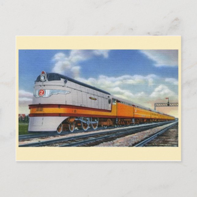 Vintage Streamline Steam Locomotive Postcard (Front)