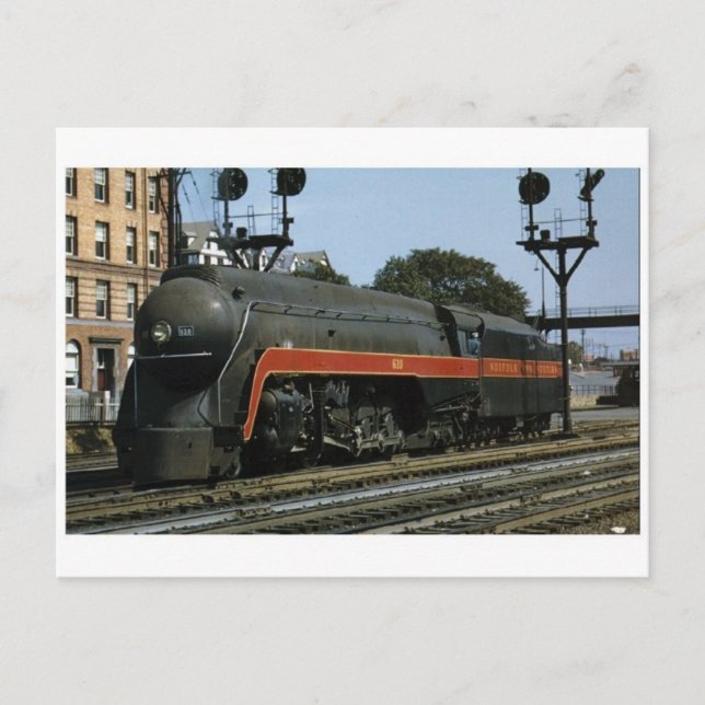 Vintage Streamline Steam Locomotive Postcard (Front)