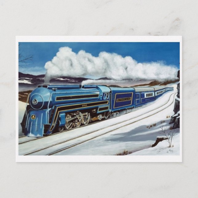 Vintage Streamline Steam Locomotive Postcard (Front)
