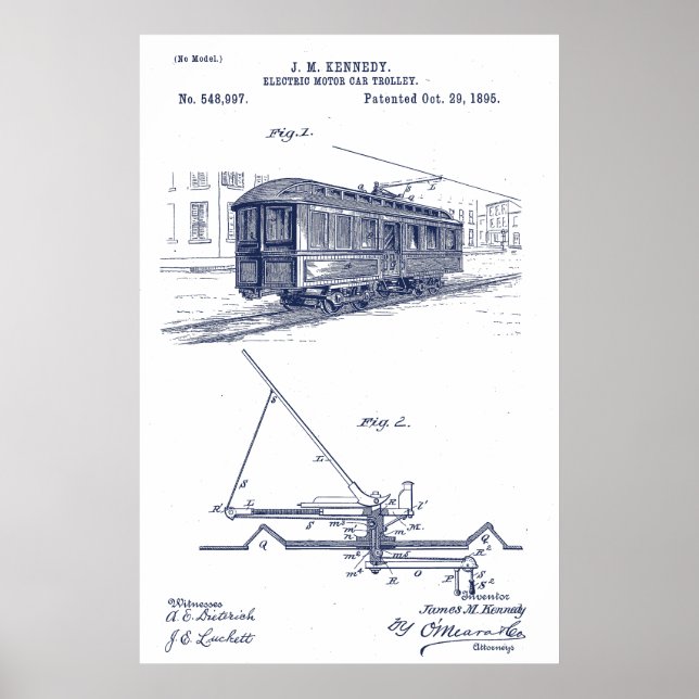 Vintage Streetcar Patent Poster (Front)