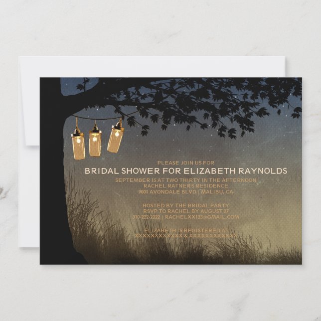 Vintage String Lights Bridal Shower Invitations (Front)