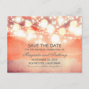 vintage string lights romantic save the date announcement postcard