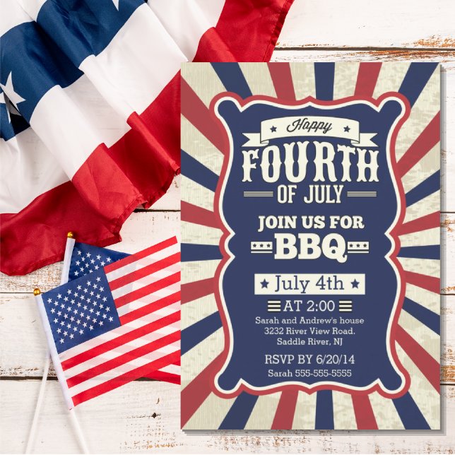 Vintage Stripe 4th of July Party Invitation (Creator Uploaded)