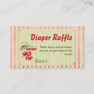 Vintage Stripe Cherry Garden Baby Shower Diaper Enclosure Card