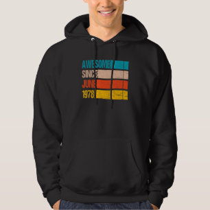 Vintage Stripe Colour Awesome Since June 1978 Birt Hoodie