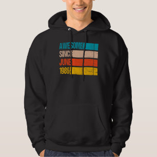 Vintage Stripe Colour Awesome Since June 1986 Birt Hoodie