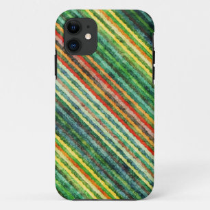 Vintage striped background (Yellow, Green, Orange) iPhone 11 Case